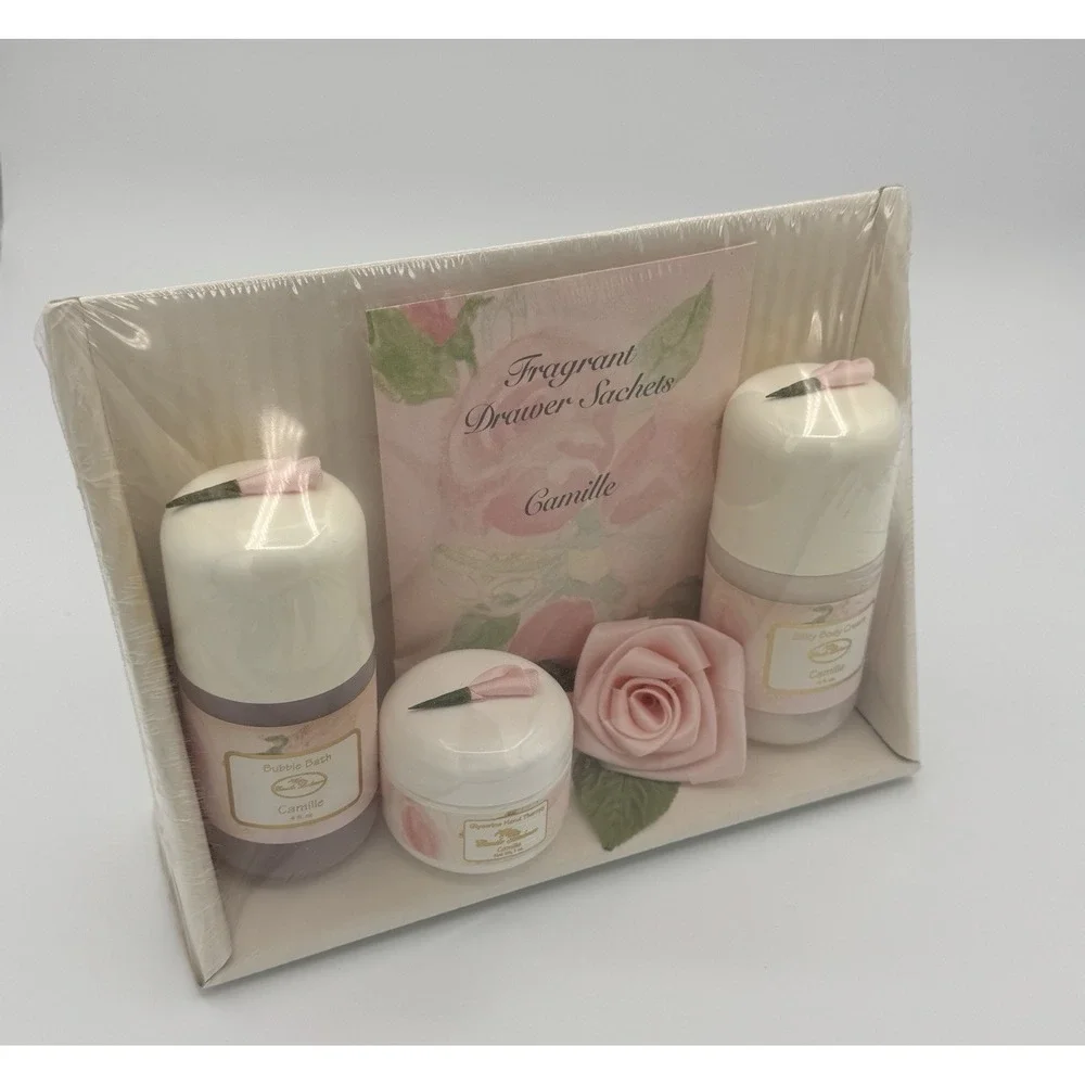 Vtg‎ Camille Beckman Bath Gift Set Bubble Bath Glycerin Hand Therapy Body Cream